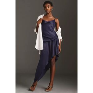 Anthropologie Slim Asymmetrical-Hem Dress Blue Size 8 Sleeveless New